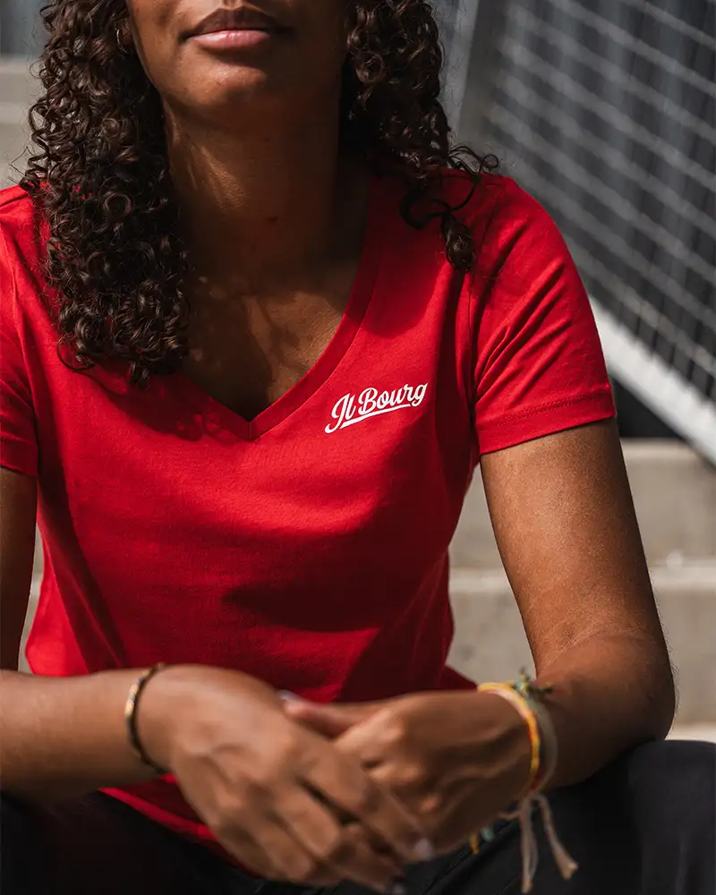 Tee-shirt Femme Rouge Col V JL Bourg